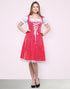 3-teiliges Dirndl Set für Damen: Rotes Kleid mit Bluse und Schürze